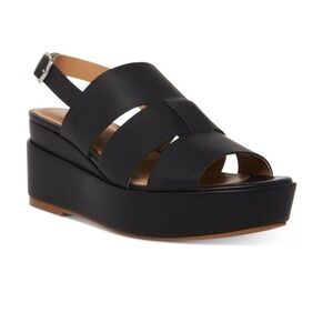 AQUA COLLEGE Womens Black 1"
Platform Nadi Wedge Slingback Sandal 8.5M
#9